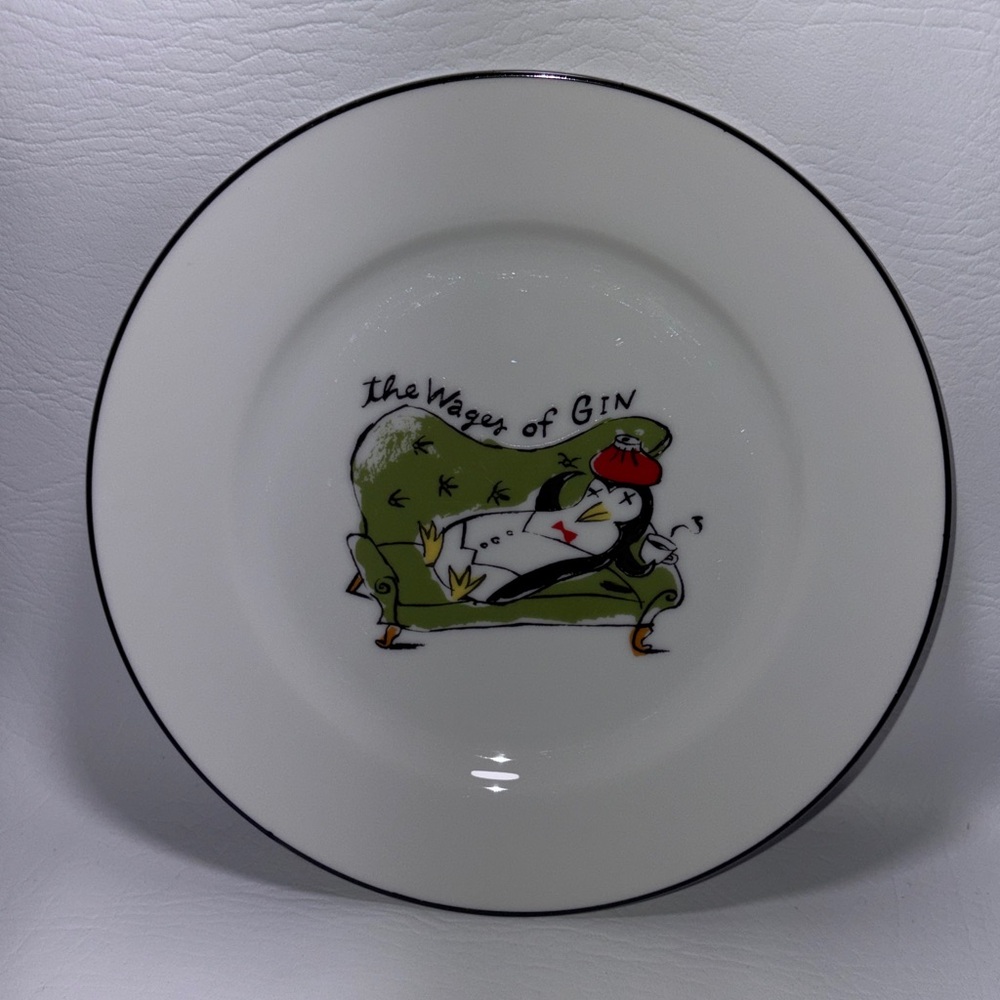 Pottery Barn Vintage Y2K Tipsy Penguin Salad Dessert Snack Plate